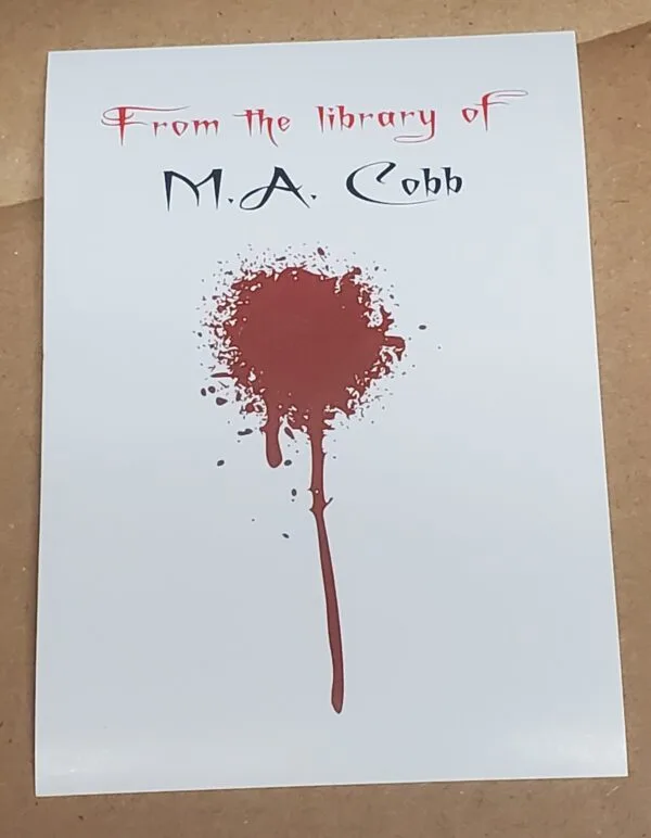 4 inch Bookplate sticker 'Library of M.A. Cobb' signed - US Shipping