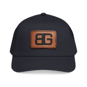Black Gulch Ranch Brand Logo Mid Profile Baseball Cap with Leather Patch (Rectangle)